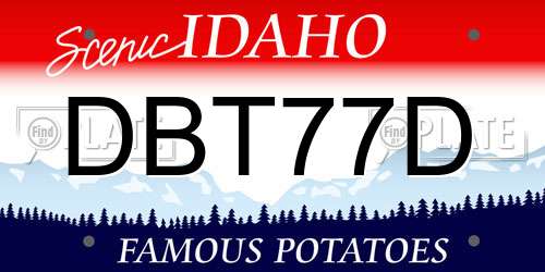 DBT77D Idaho License Plate