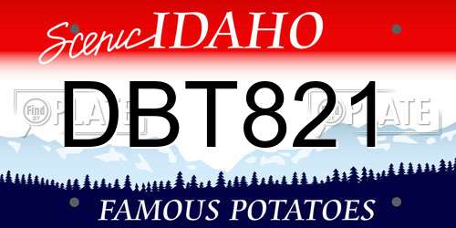 DBT821 Idaho License Plate