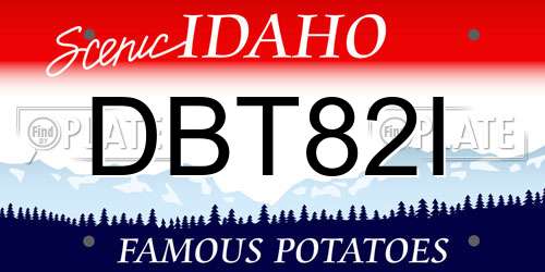 DBT82I Idaho License Plate
