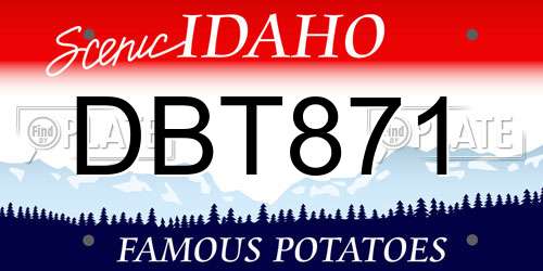 DBT871 Idaho License Plate