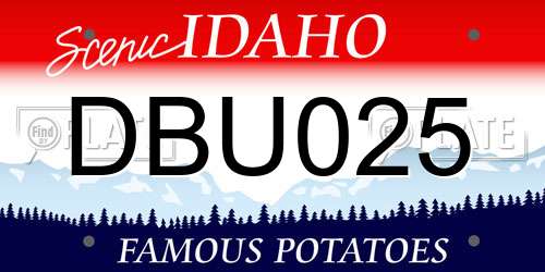 DBU025 Idaho License Plate