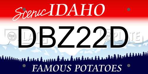 DBZ22D Idaho License Plate