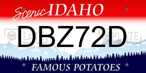DBZ72D Idaho License Plate