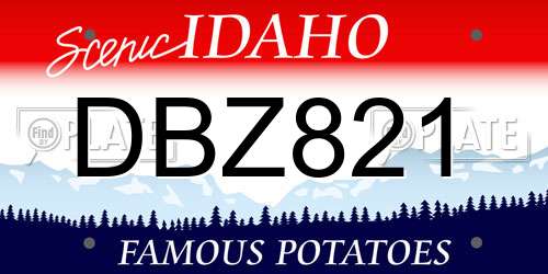 DBZ821 Idaho License Plate