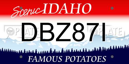 DBZ87I Idaho License Plate
