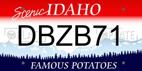 DBZB71 Idaho License Plate