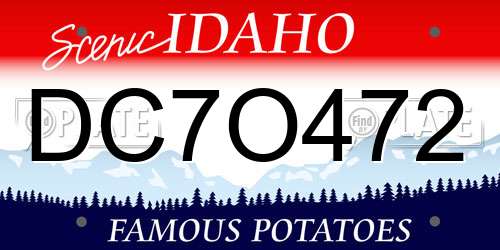 DC7O472 Idaho License Plate