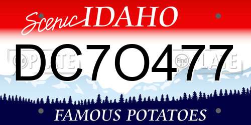 DC7O477 Idaho License Plate