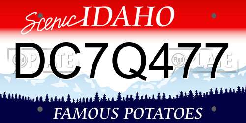 DC7Q477 Idaho License Plate