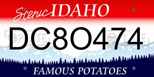 DC8O474 Idaho License Plate