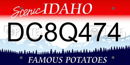 DC8Q474 Idaho License Plate