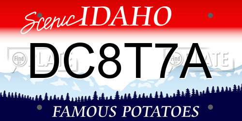 DC8T7A Idaho License Plate