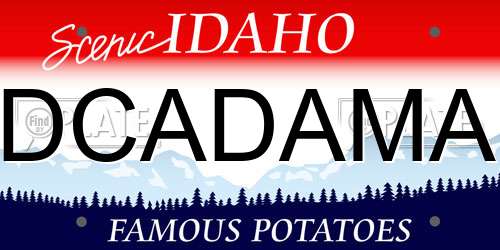 DCADAMA Idaho License Plate