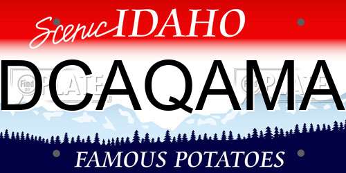 DCAQAMA Idaho License Plate