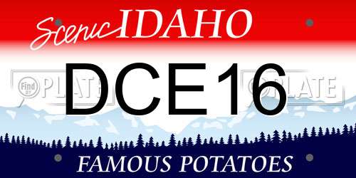 DCE16 Idaho License Plate