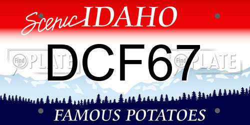 DCF67 Idaho License Plate