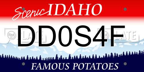 DD0S4F Idaho License Plate