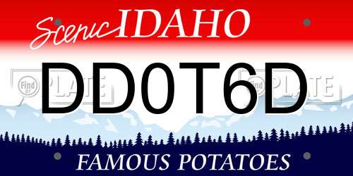 DD0T6D Idaho License Plate
