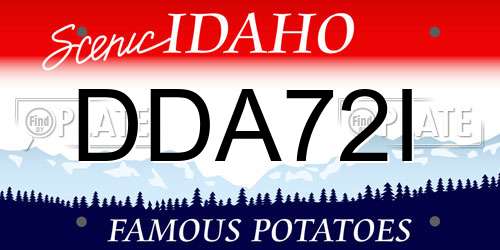 DDA72I Idaho License Plate