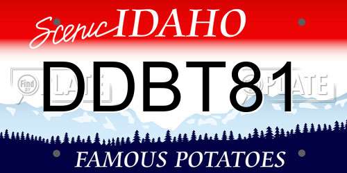 DDBT81 Idaho License Plate