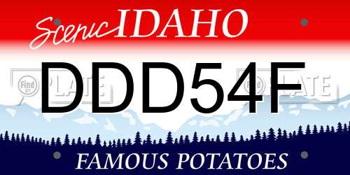 DDD54F Idaho License Plate