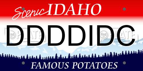 DDDDIDC Idaho License Plate