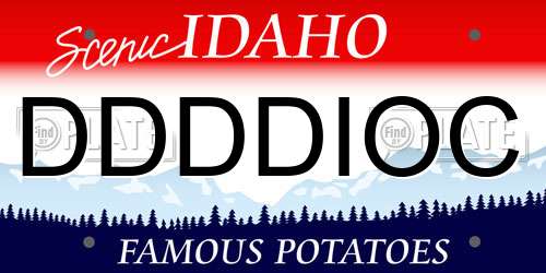DDDDIOC Idaho License Plate