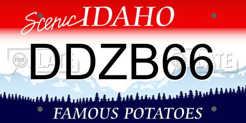 DDZB66 Idaho License Plate