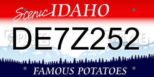 DE7Z252 Idaho License Plate