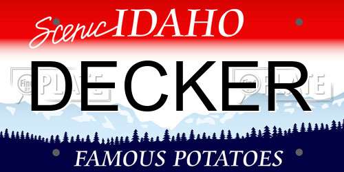 DECKER Idaho License Plate