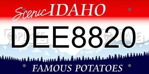 DEE8820 Idaho License Plate