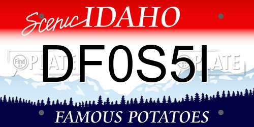 DF0S5I Idaho License Plate