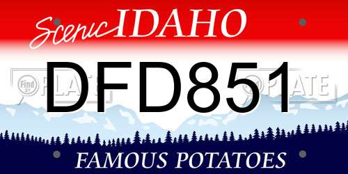 DFD851 Idaho License Plate