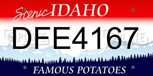 DFE4167 Idaho License Plate