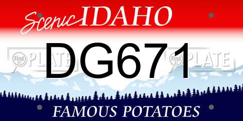 DG671 Idaho License Plate