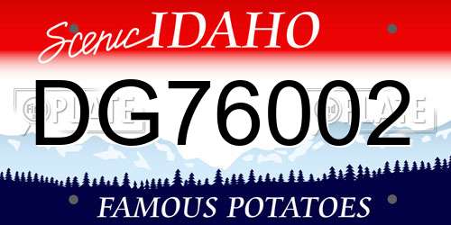 DG76002 Idaho License Plate