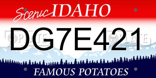DG7E421 Idaho License Plate