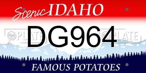 DG964 Idaho License Plate