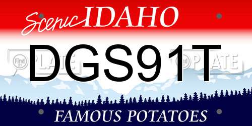 DGS91T Idaho License Plate