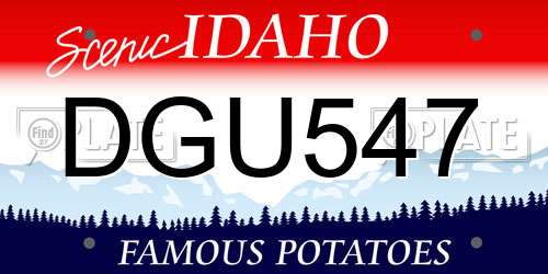 DGU547 Idaho License Plate