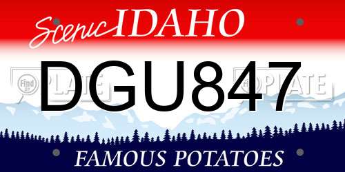 DGU847 Idaho License Plate