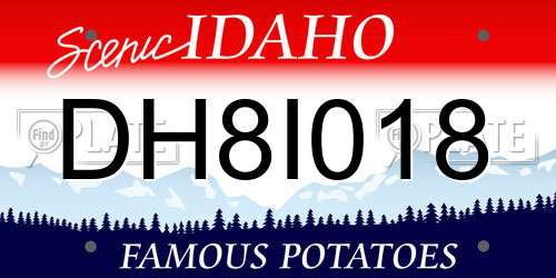 DH8I018 Idaho License Plate