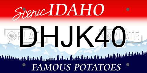 DHJK40 Idaho License Plate