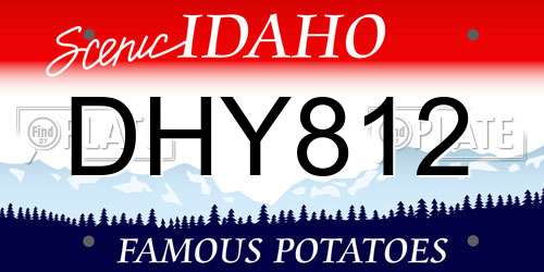 DHY812 Idaho License Plate