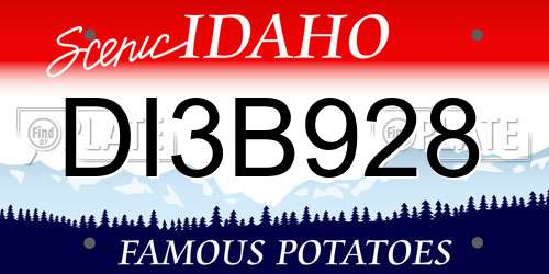 DI3B928 Idaho License Plate