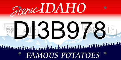 DI3B978 Idaho License Plate