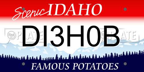DI3H0B Idaho License Plate