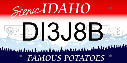 DI3J8B Idaho License Plate
