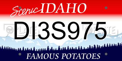 DI3S975 Idaho License Plate