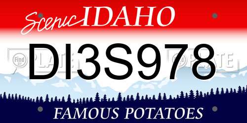 DI3S978 Idaho License Plate
